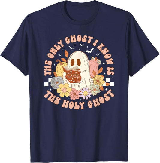 The Only Ghost I Know Is The Holy Ghost, Ghost Read Book T-Shirt - T-Shirt | Navy