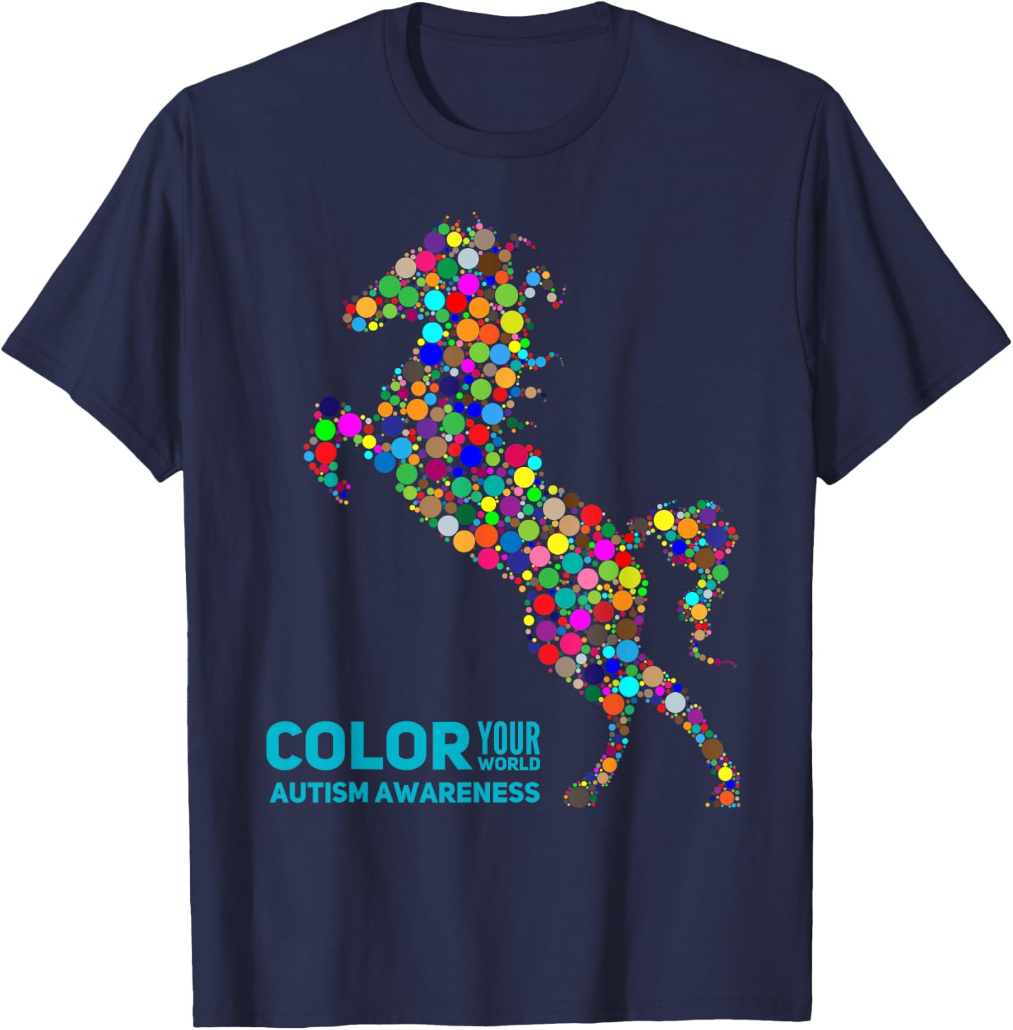 Equine Therapy Autism Awareness Horse T Shirt Gift T-Shirt - T-Shirt | Navy