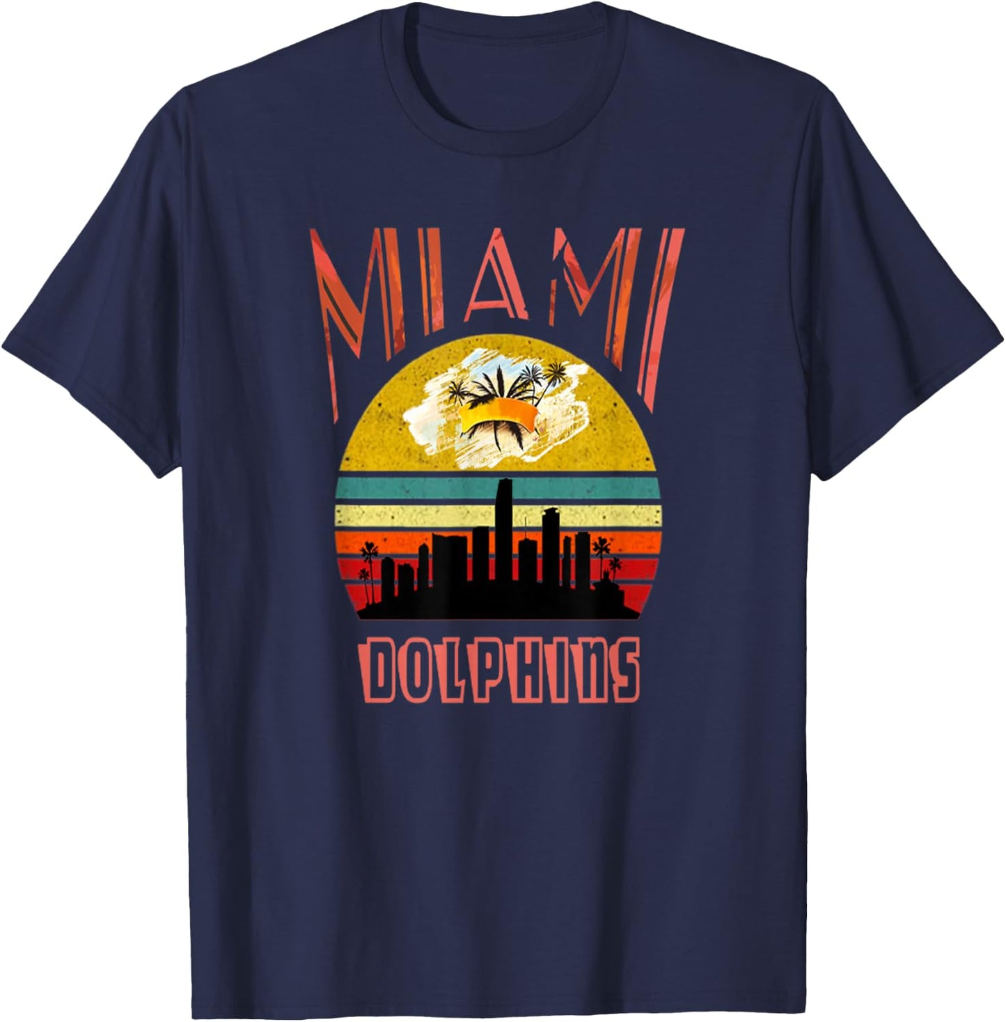 Retro Miami Vintage Dolphin Shirt Miami Area Dolphin T-Shirt - T-Shirt | Navy