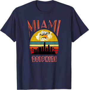 Retro Miami Vintage Dolphin Shirt Miami Area Dolphin T-Shirt - T-Shirt | Navy