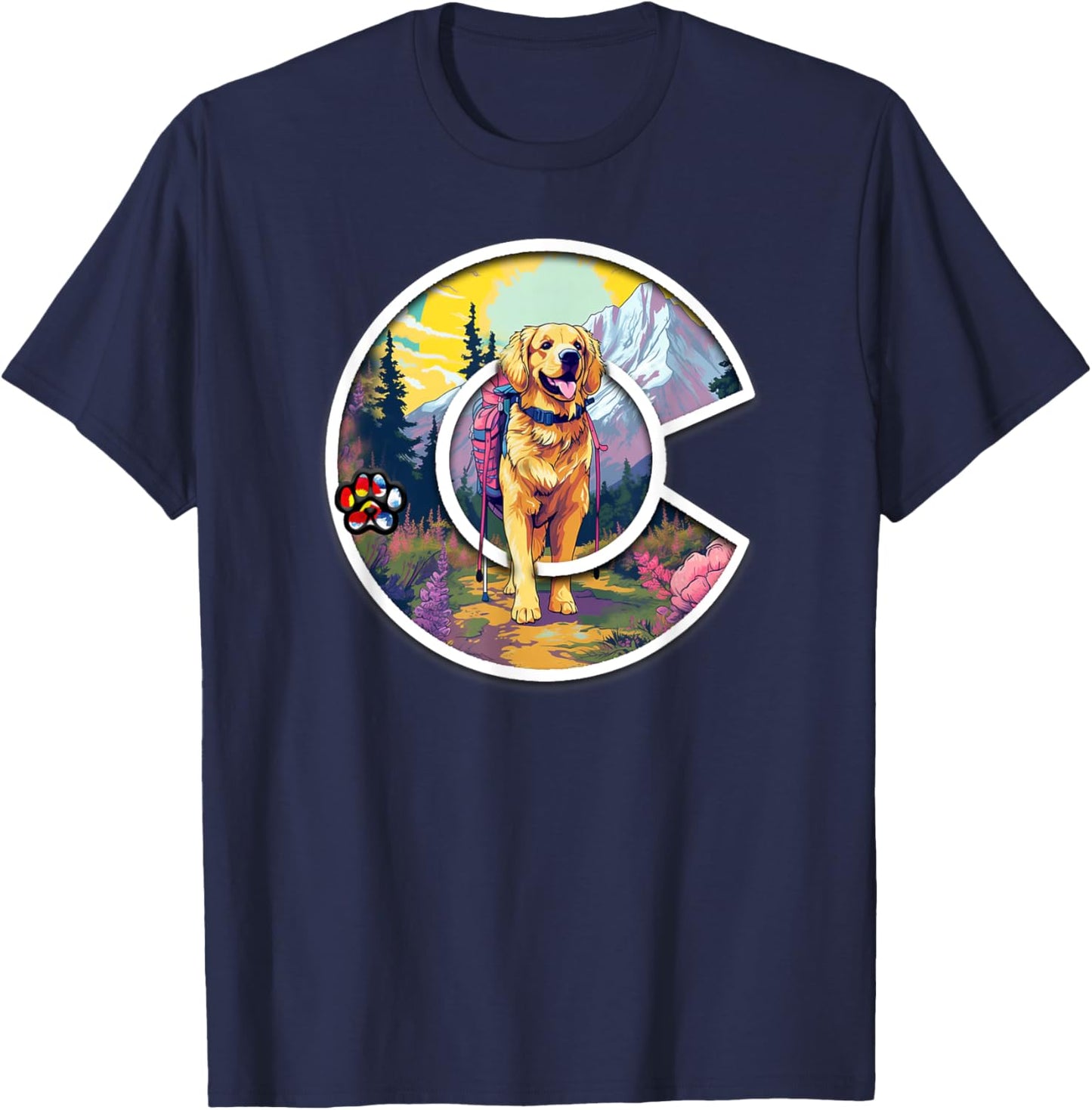 Colorado Golden Retriever - Cute Dog - Rocky Mountains Women Kids T-Shirt - T-Shirt | Navy