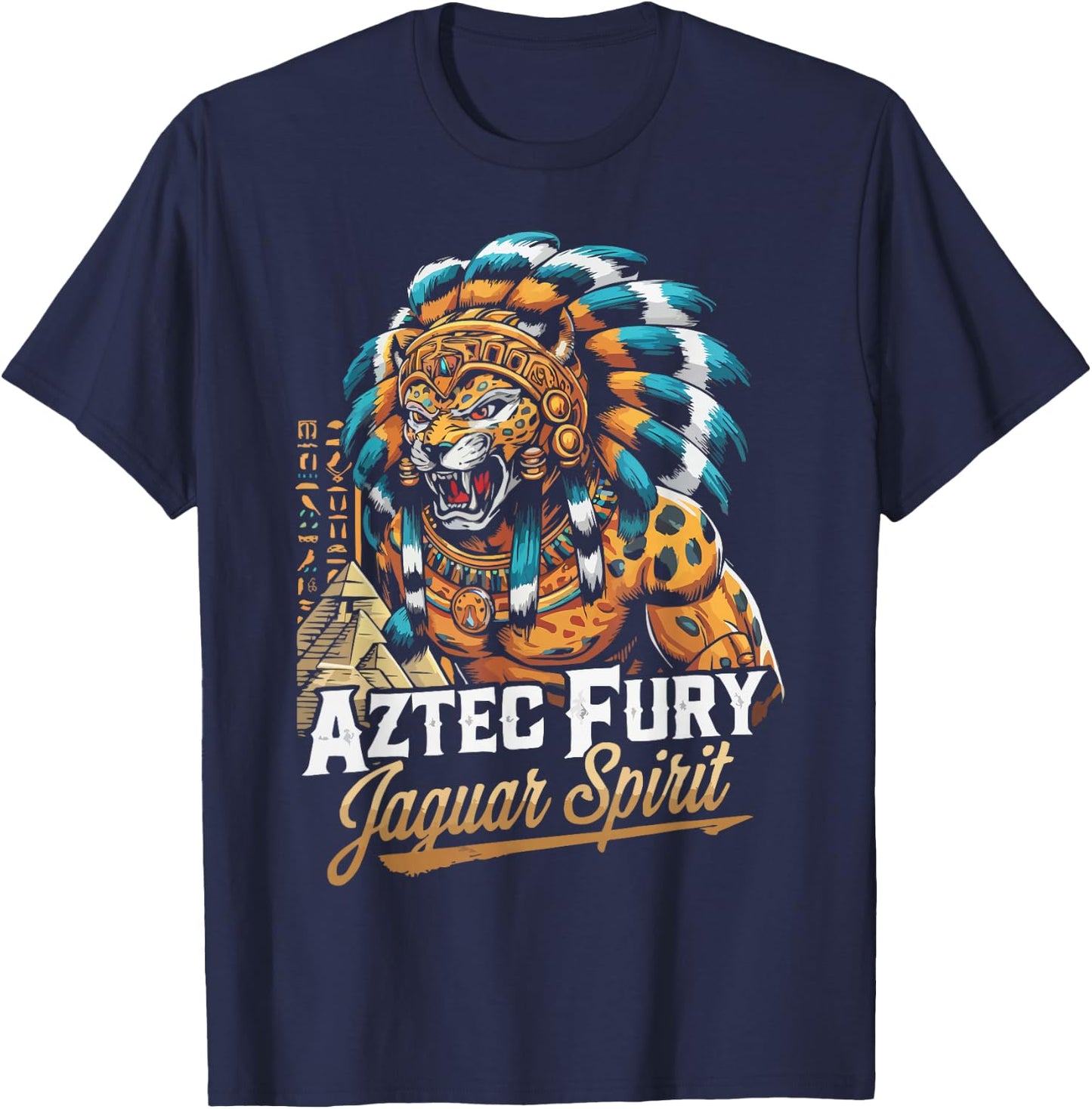 Aztec Jaguar Warrior Aztec Culture Mayan Indigenous T-Shirt - T-Shirt | Navy