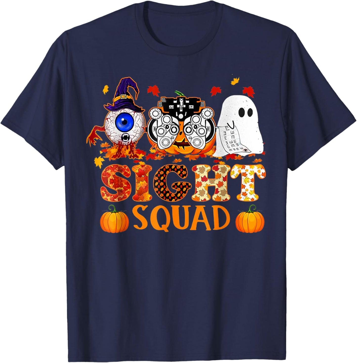 Optometrist Halloween Sight Squad Witch Pumpkin Optician T-Shirt - T-Shirt | Navy