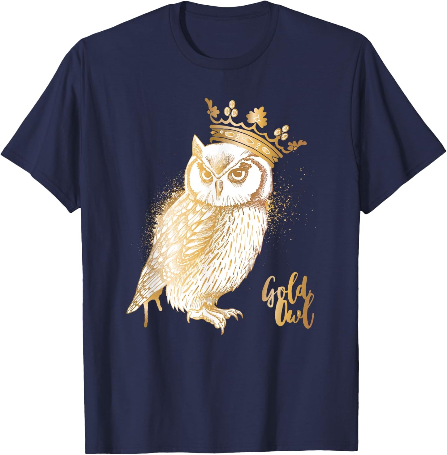 Crowned Golden Owl King Owl lovers T-Shirt - T-Shirt | Navy