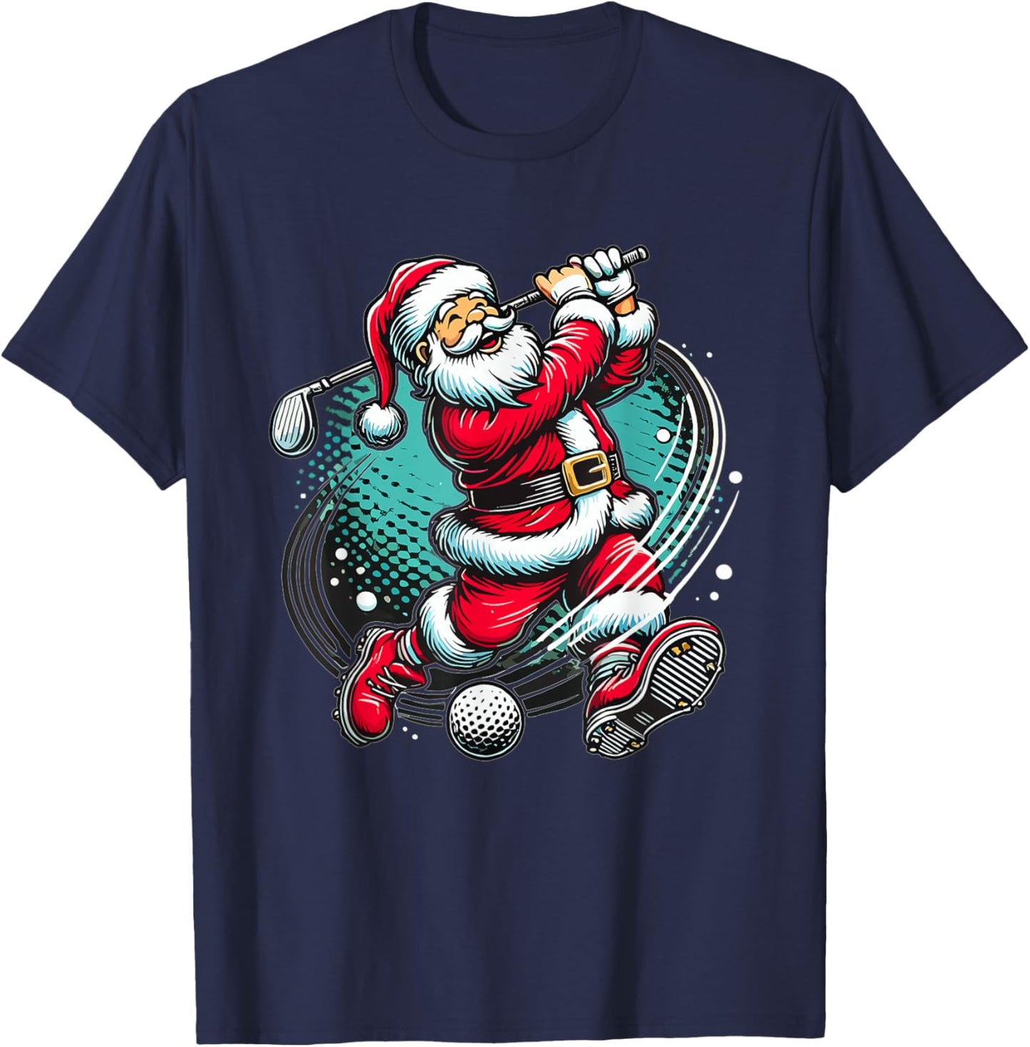 Santa Claus Playing Golf Christmas Golfer Xmas T-Shirt - T-Shirt | Navy
