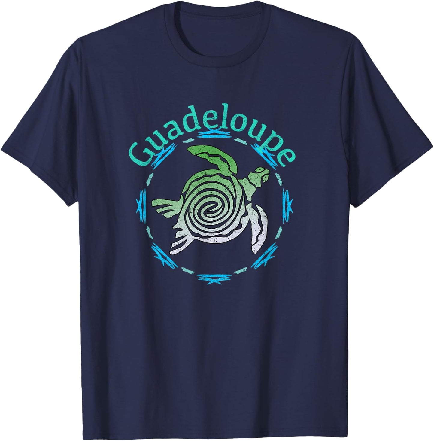 Guadeloupe Vintage Tribal Turtle T-Shirt - T-Shirt | Navy
