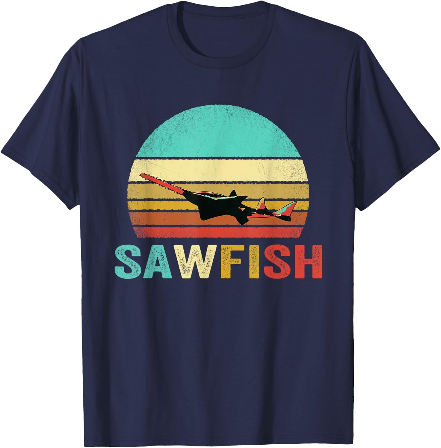 Vintage Sawfish Shirt Sunset T-Shirt - T-Shirt | Navy