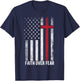 Faith Over Fear American USA Flag Christian Cross Jesus Women Men T-Shirt - T-Shirt | Navy