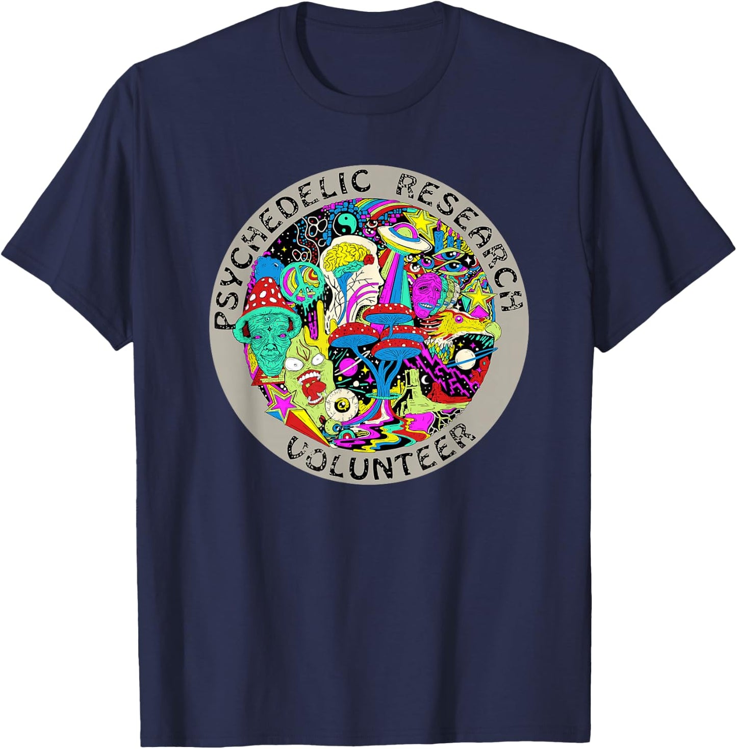 Psychedelic Mushroom Trip Gift - Psychedelic Research Gift Small T-Shirt - T-Shirt | Navy