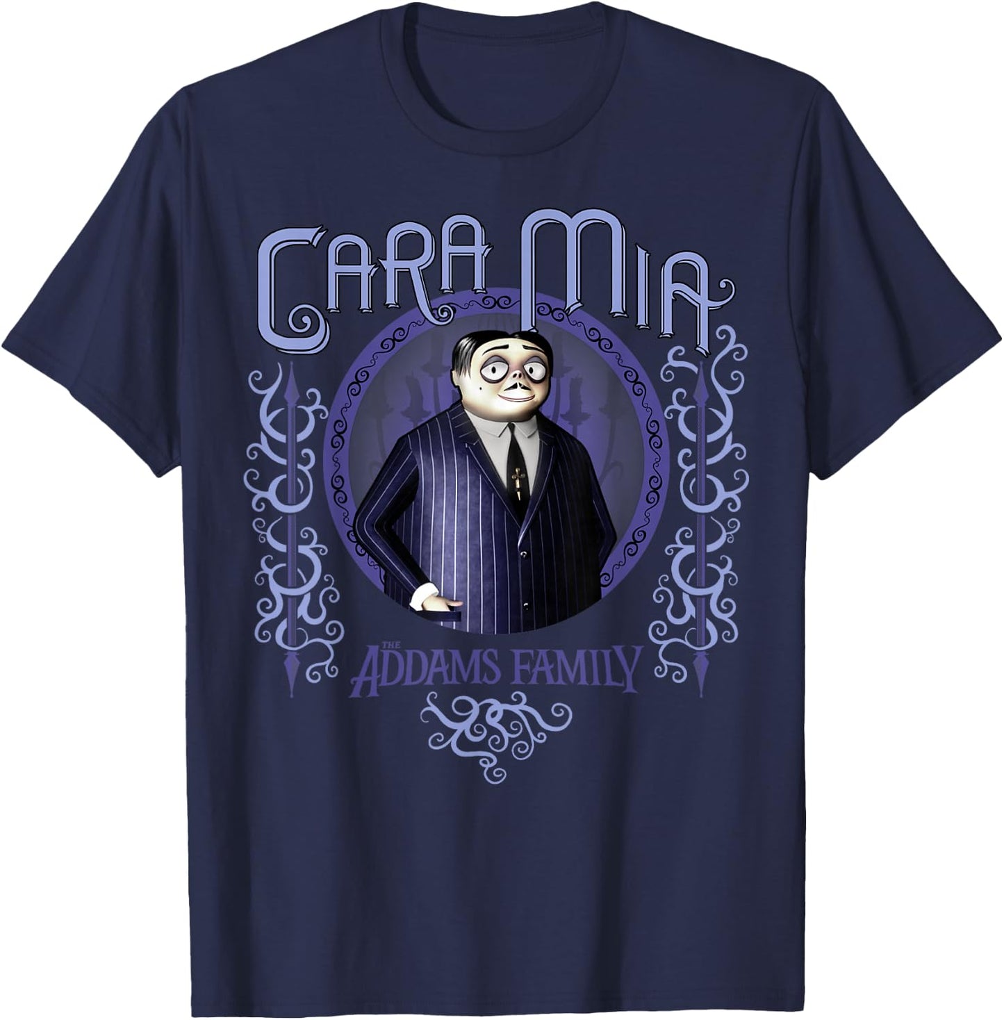 Addams Family Gomez Addams Cara Mia Portrait Logo T-Shirt - T-Shirt | Navy