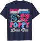 Burnouts or Bows Poppy Loves You Gender Reveal Party T-Shirt - T-Shirt | Navy