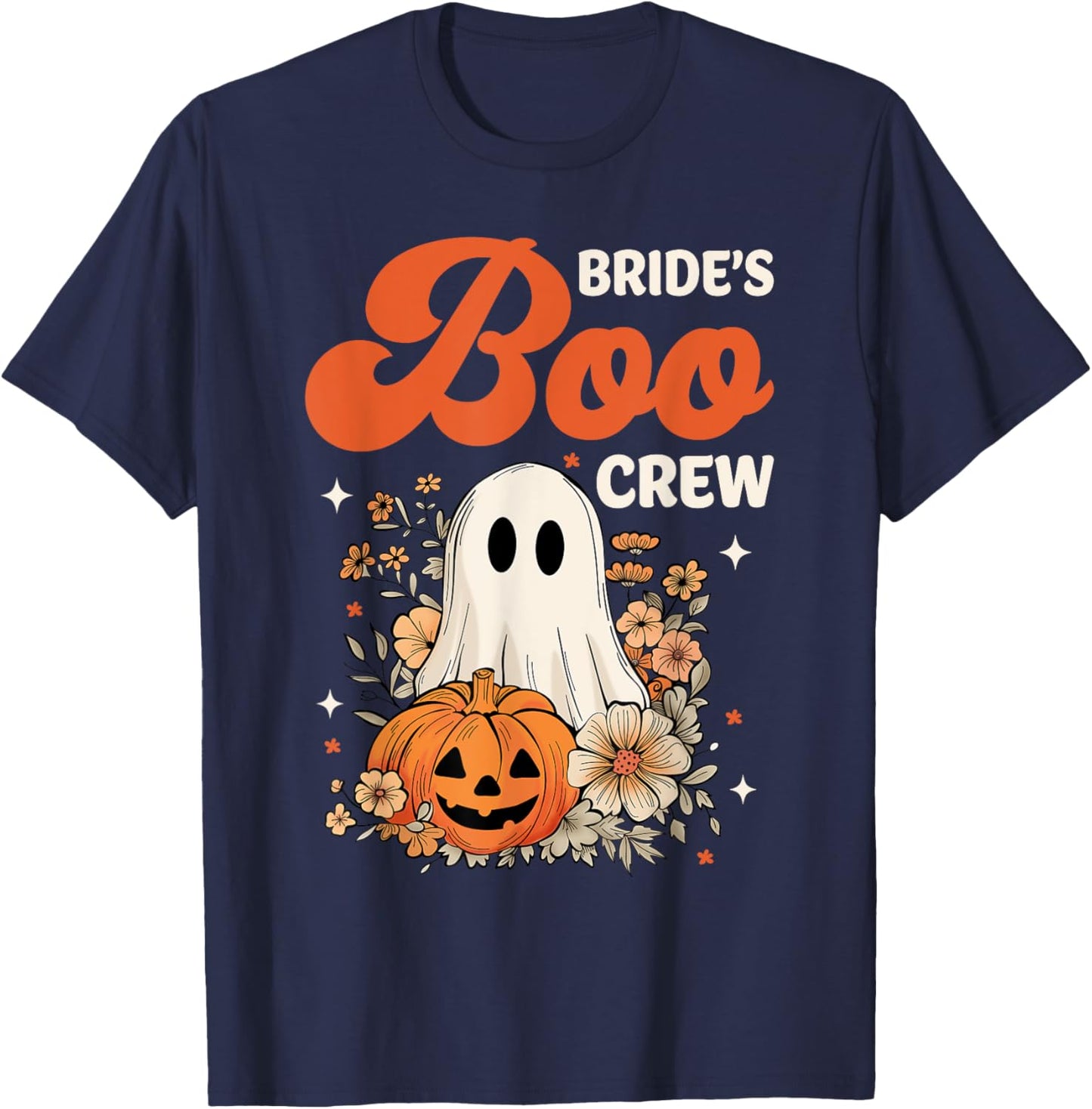 Bride's Boo Crew Wildflower Ghost Halloween Bachelorette T-Shirt - T-Shirt | Navy