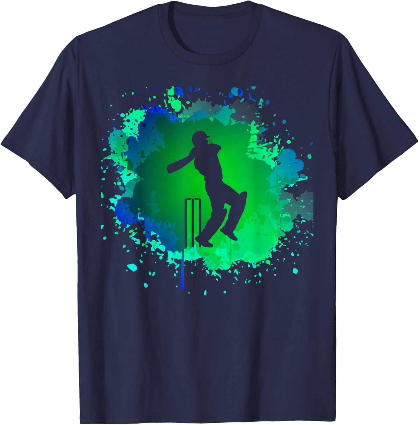 Cricket Batsman Design for Cricketer | Boys Cricket T-Shirt - T-Shirt | Navy