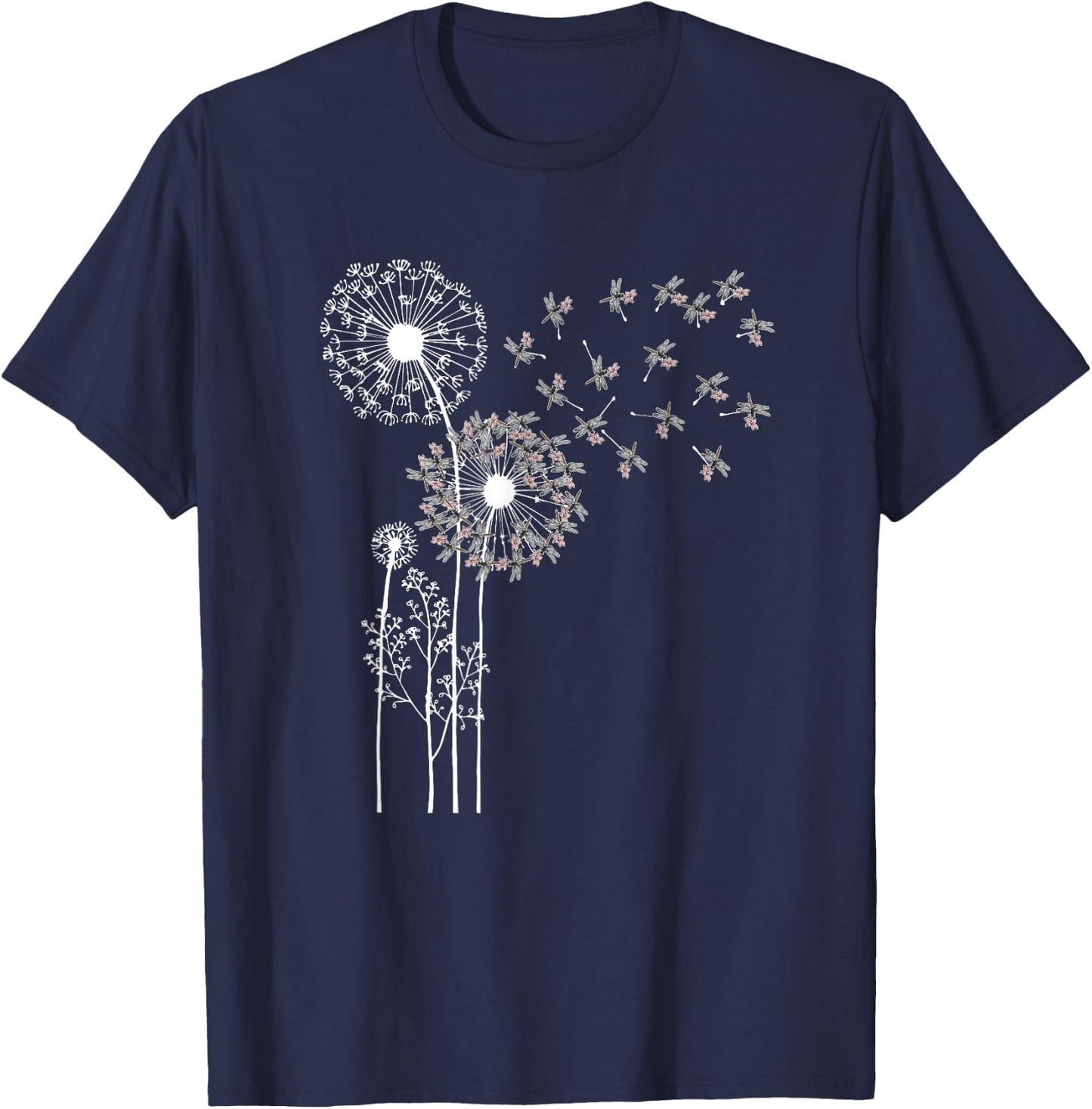 Forest Animal Insect Dandelion Dragonfly T-Shirt - T-Shirt | Navy