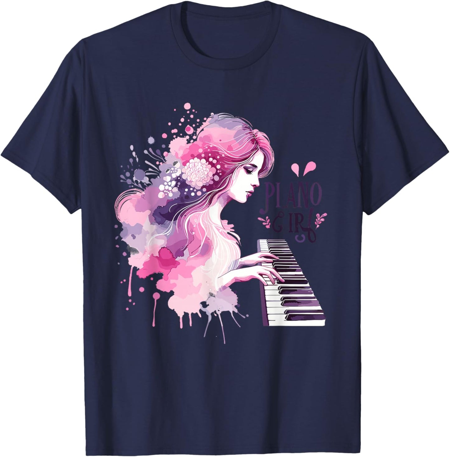Cute Piano Girl Pianist Keyboard Musician Classical Music T-Shirt - T-Shirt | Navy