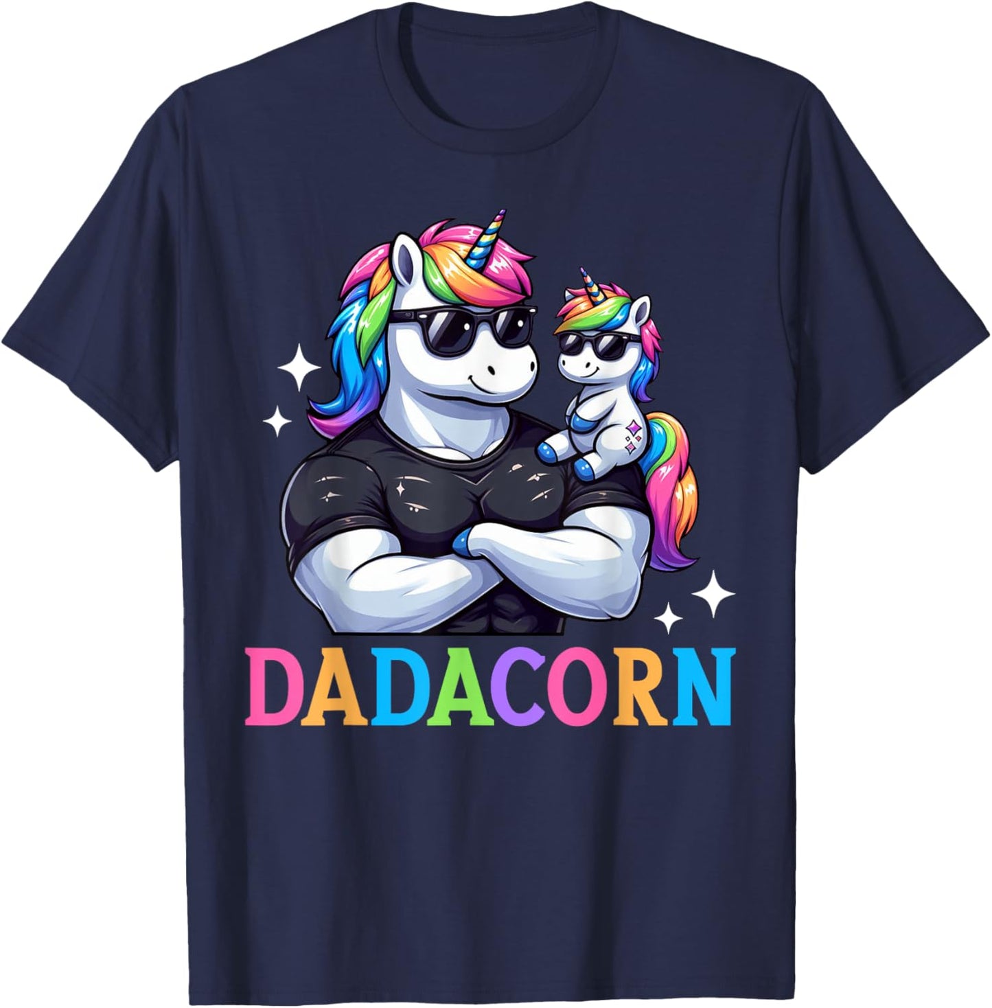 Dadacorn Unicorn Dad Papa Father's Day Daughter T-Shirt - T-Shirt | Navy