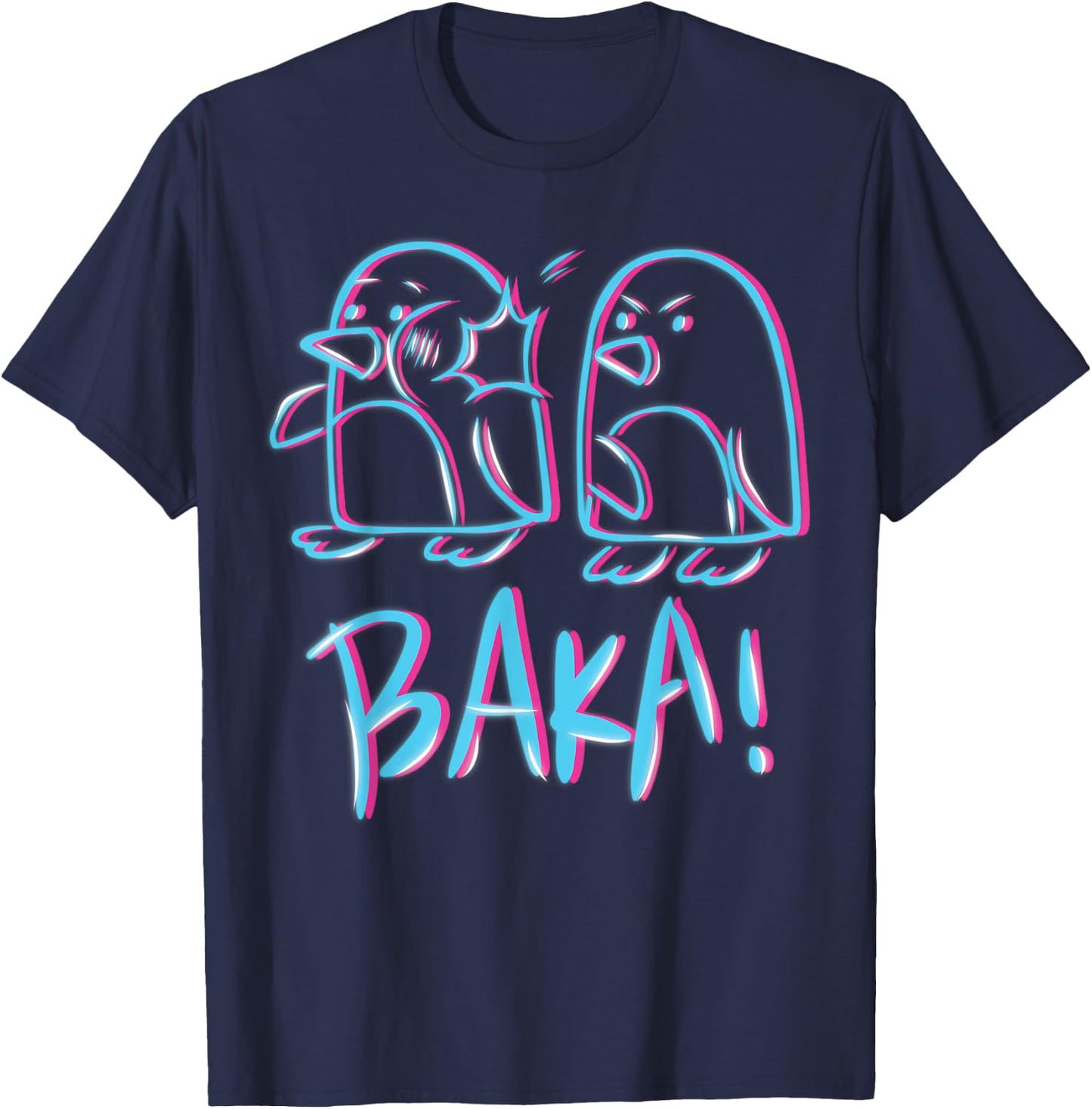 Kawaii Baka Penguin Ear Fig for Otakus, Anime and Manga T-Shirt - T-Shirt | Navy