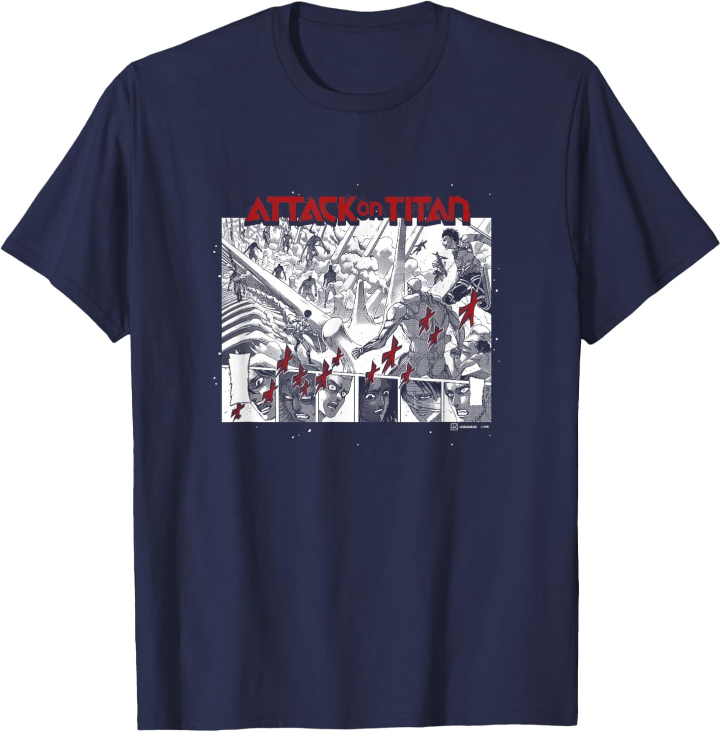 Attack on Titan Epic Scene Reactions Panels Big Manga Poster T-Shirt - T-Shirt | Navy