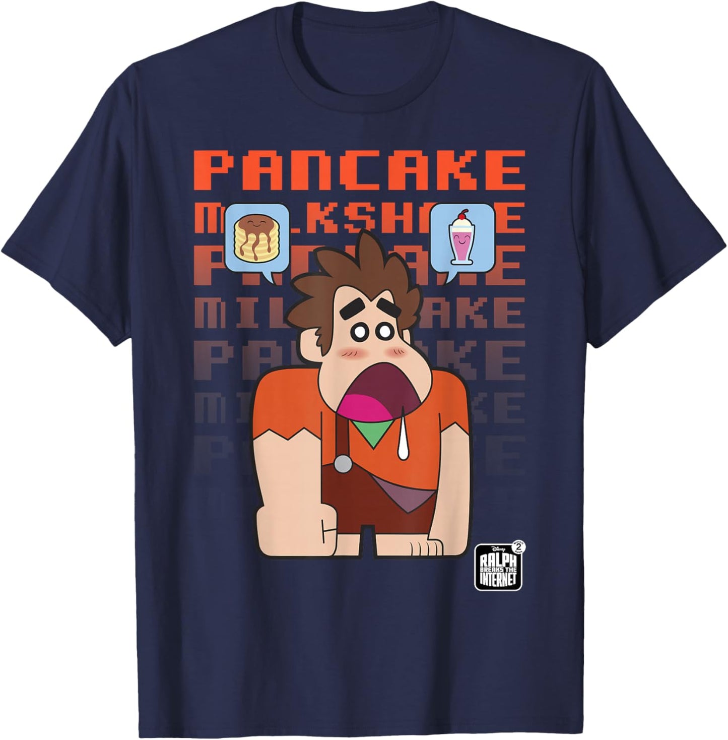 Disney Wreck-It Ralph Pancake Milkshake Stack T-Shirt - T-Shirt | Navy