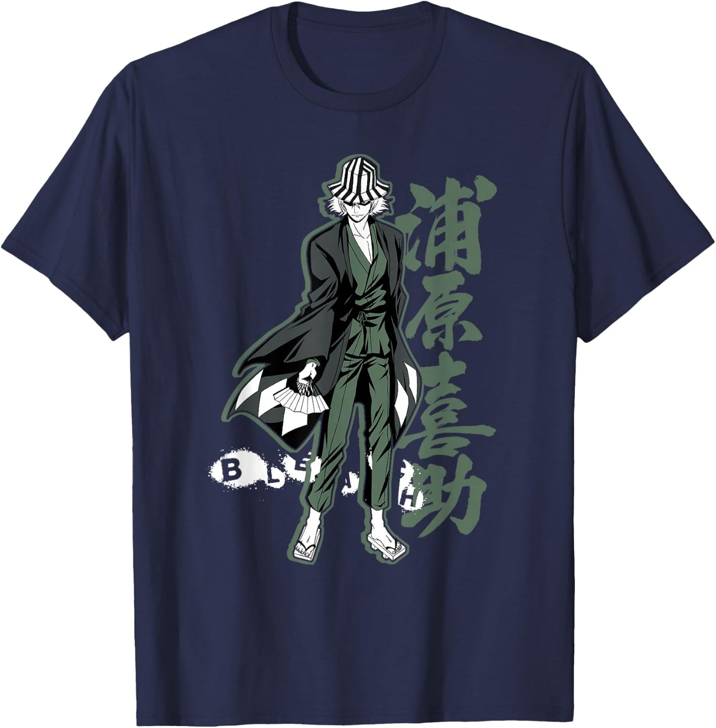 Bleach Kisuke with Vertical Kanji Anime T-Shirt - T-Shirt | Navy