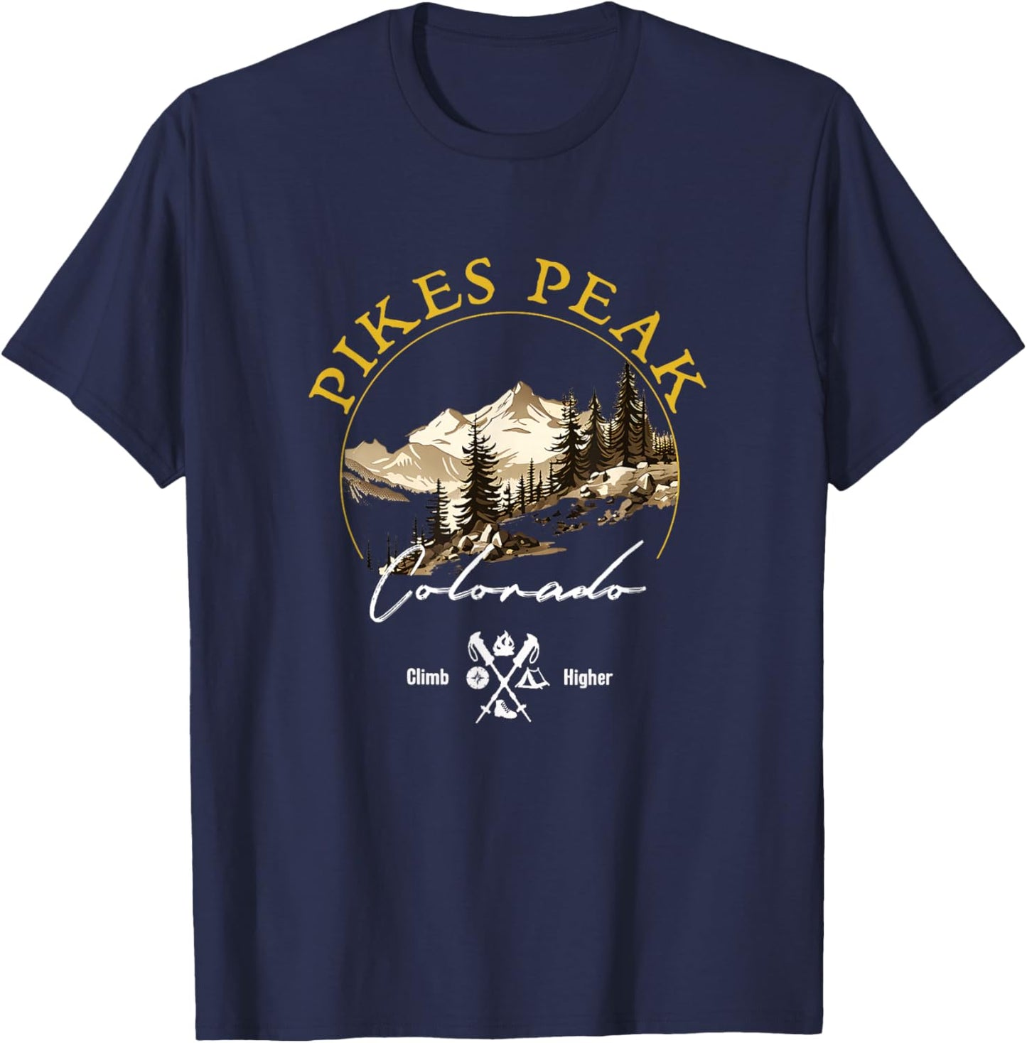 Pikes Peak Retro Vintage Apparel - Pikes Peak Souvenir T-Shirt - T-Shirt | Navy