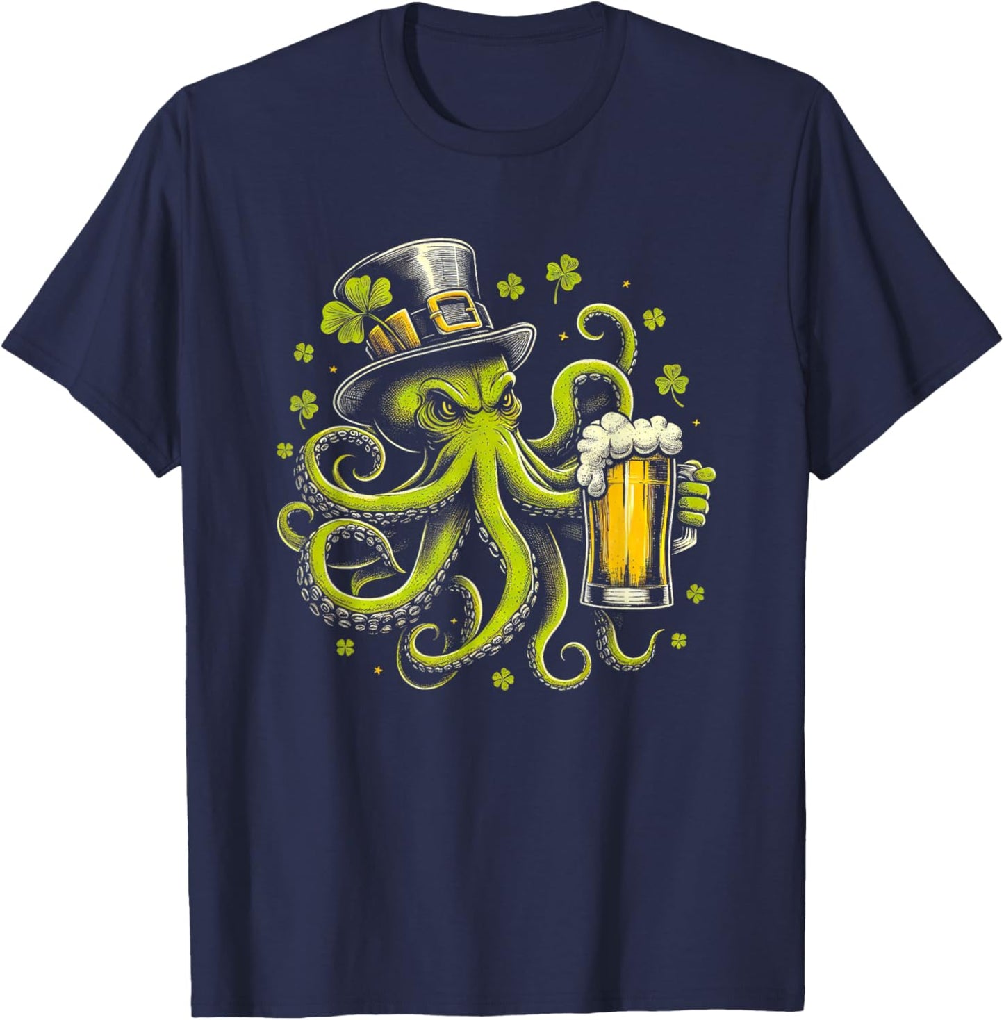 Irish Octopus With Beer St. Patrick's Day Ireland T-Shirt - T-Shirt | Navy