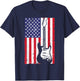 Cool American Flag Guitar Women Guitarist Music Rock T-Shirt - T-Shirt | Navy