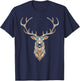 Elk Head/Face Artistic Illustration Graphic T-Shirt - T-Shirt | Navy