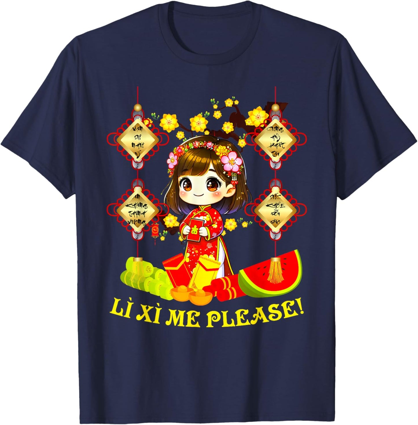 Li Xi Me Please Xuan At Ty Happy Tet Chuc Mung Nam Moi 2025 T-Shirt - T-Shirt | Navy
