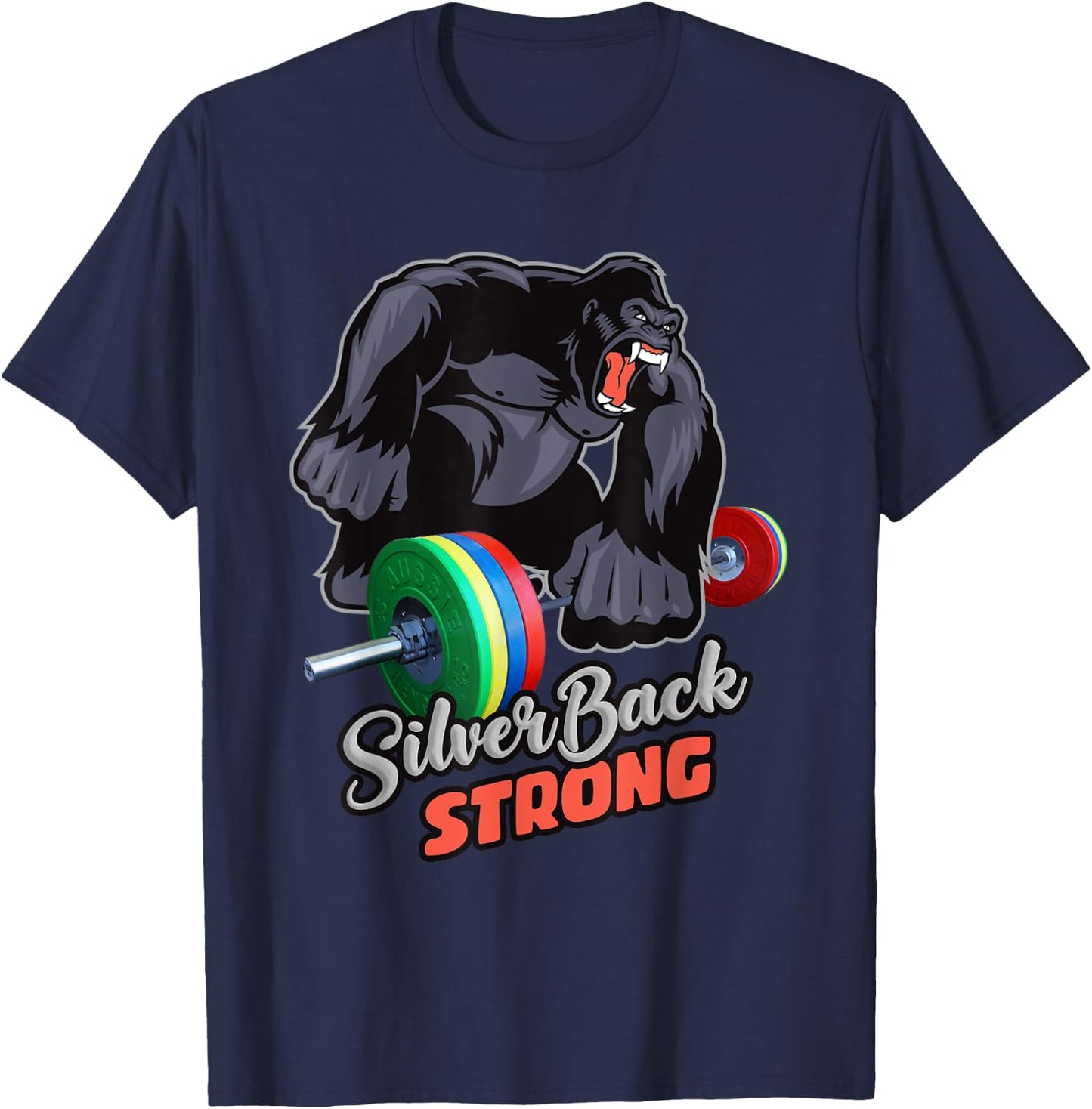 Silverback Strong - Gorilla - Gym Work Out T-Shirt - T-Shirt | Navy