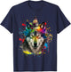 Wolf Birthday Themed Party Watercolor Painting Wolves Lover T-Shirt - T-Shirt | Navy