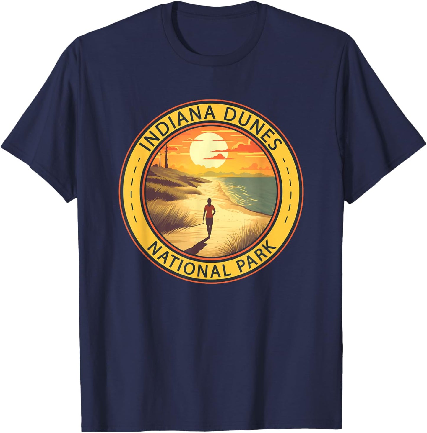Indiana Dunes National Park Illustration Travel Art T-Shirt - T-Shirt | Navy