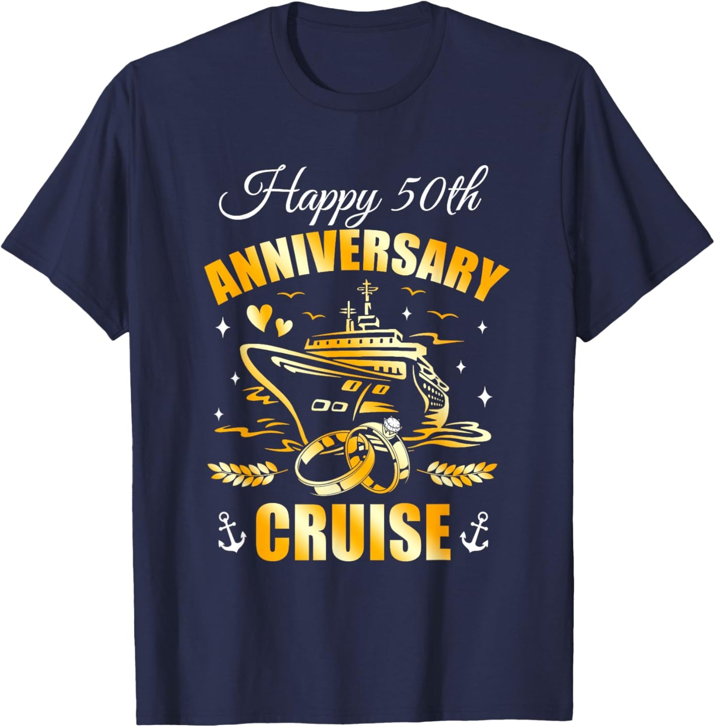 Happy 50Th Anniversary Cruise Wedding Matching Husband Wife T-Shirt - T-Shirt | Navy