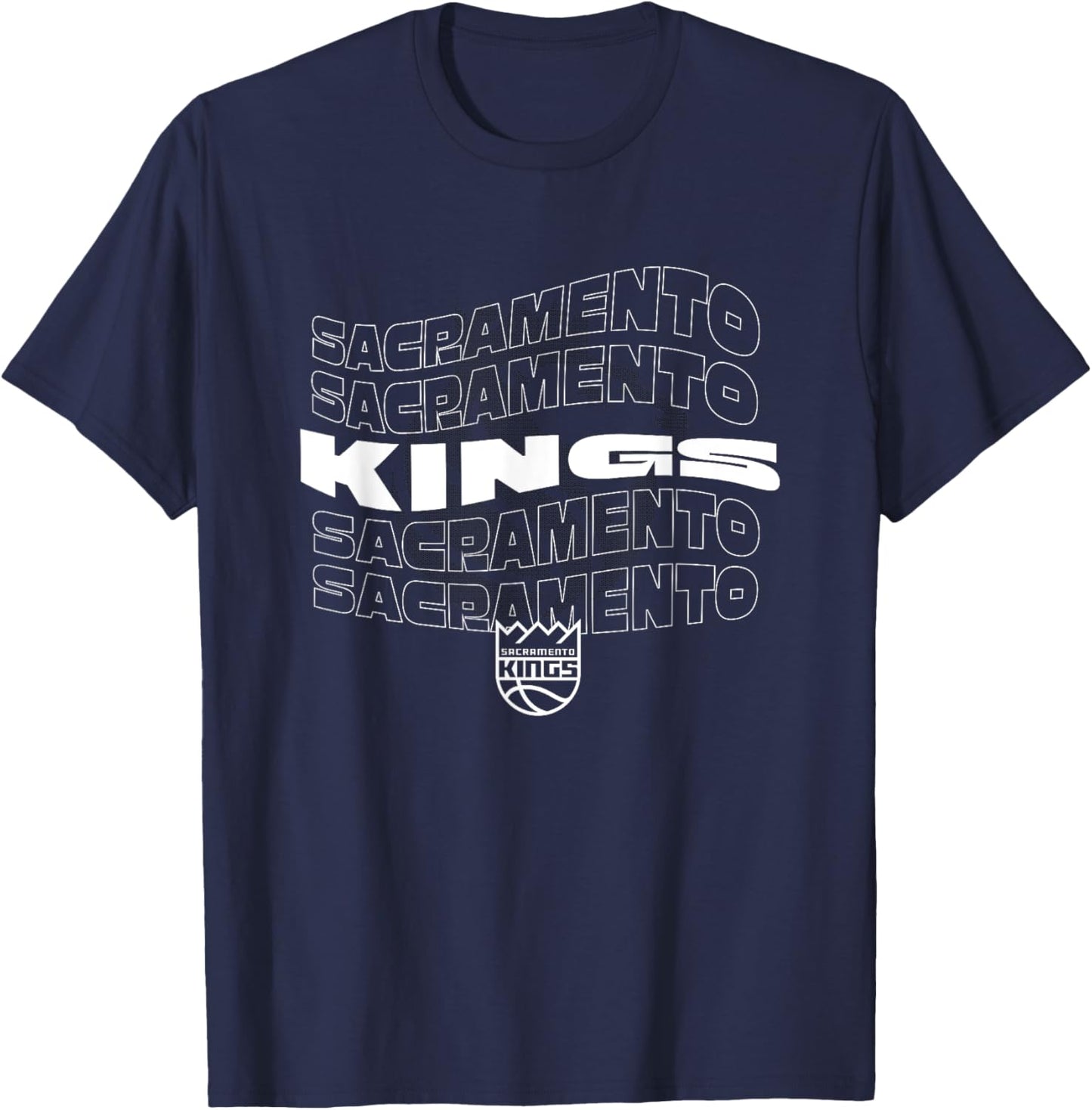 NBA Sacramento Kings Wave Outline Team Logo T-Shirt - T-Shirt | Navy
