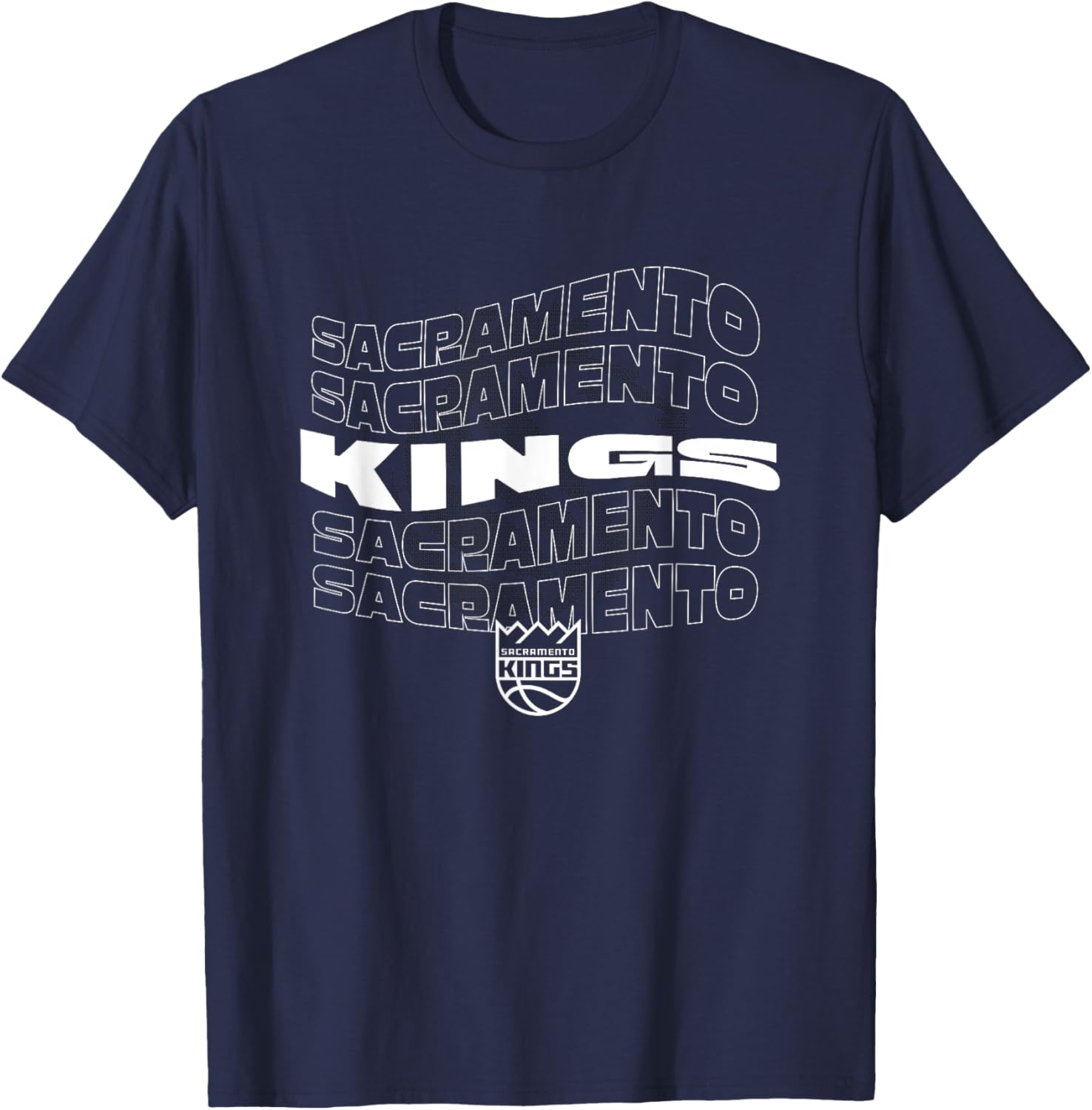NBA Sacramento Kings Wave Outline Team Logo T-Shirt - T-Shirt | Navy