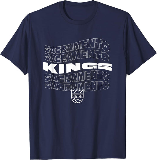 NBA Sacramento Kings Wave Outline Team Logo T-Shirt - T-Shirt | Navy