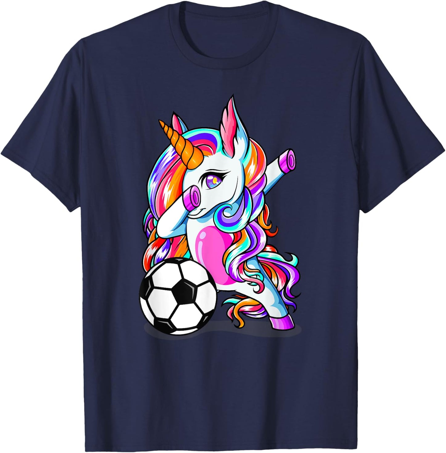 Dabbing Unicorn Football Funny Sport Soccer Lover Girl Gifts T-Shirt - T-Shirt | Navy