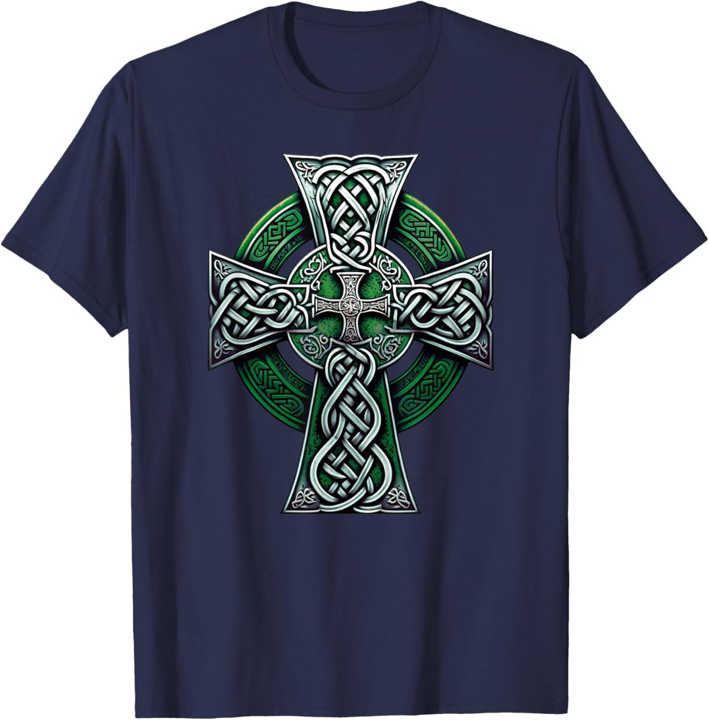 Irish Celtic Cross Knot Christian Holy Trinity Scottish Celt T-Shirt - T-Shirt | Navy
