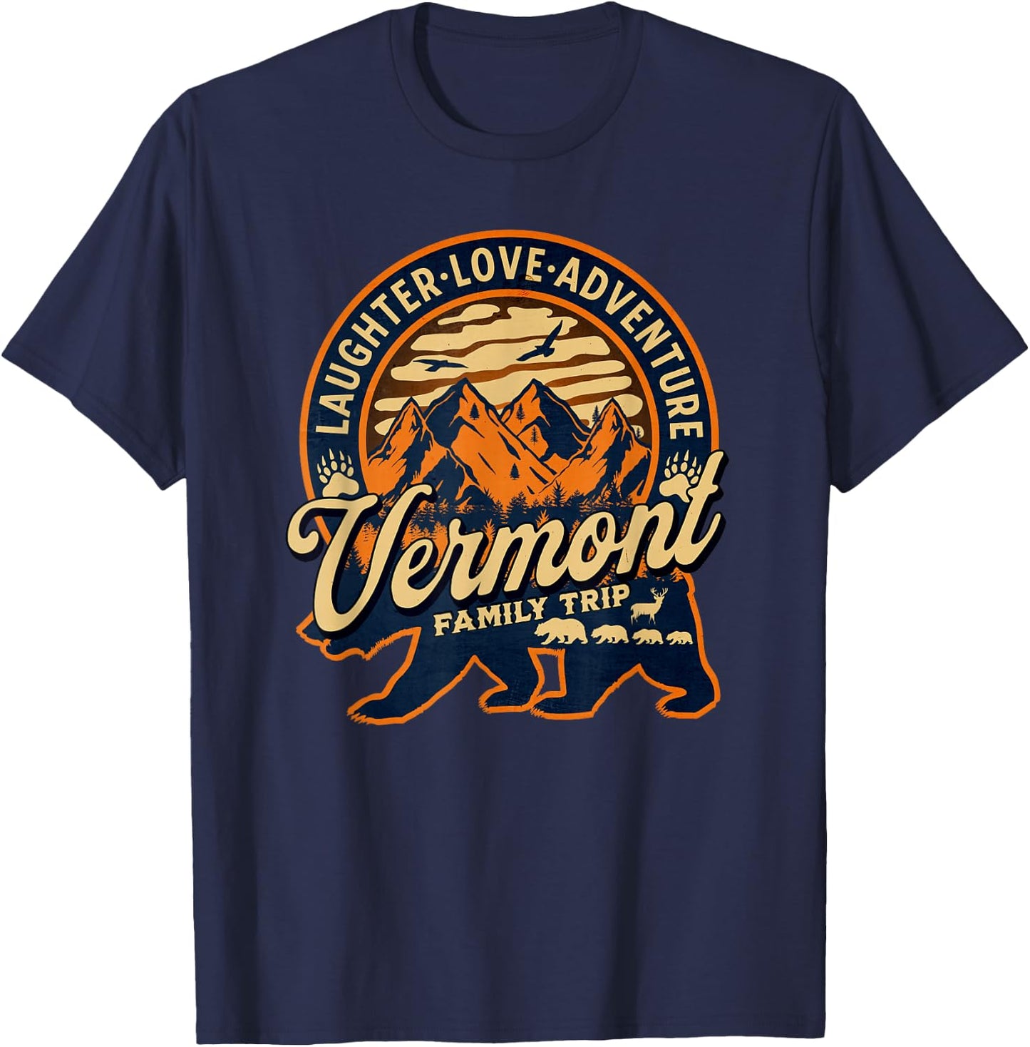 Vermont Family Trip Mountains Camping Adventure Souvenir T-Shirt - T-Shirt | Navy