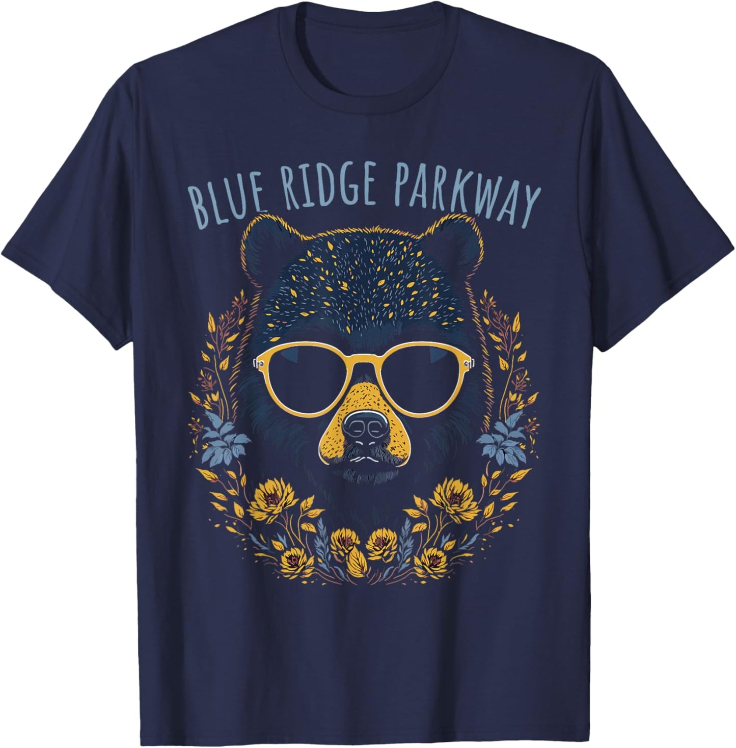 Blue Ridge Parkway USA Fun Bear Design T-Shirt - T-Shirt | Navy