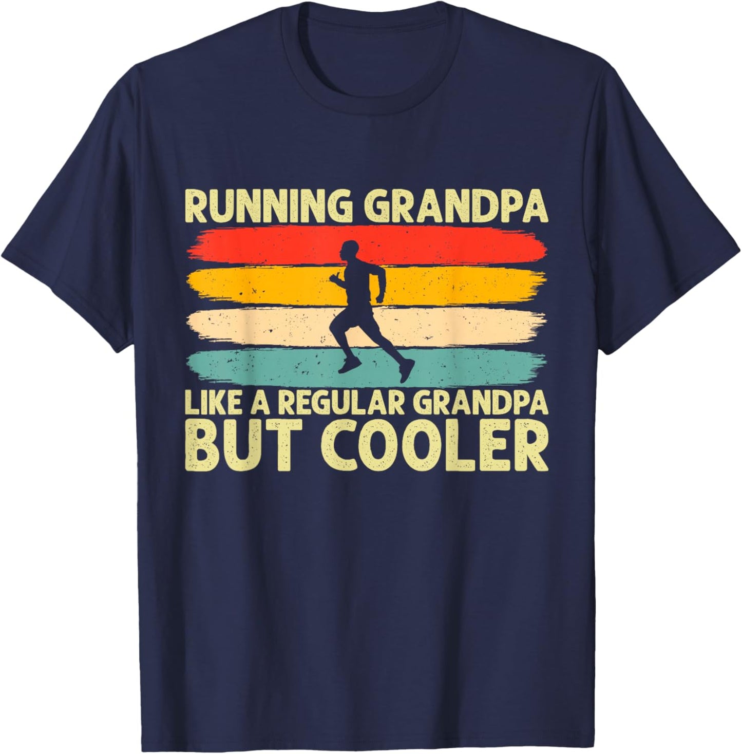 Running Grandpa Father Day Design Runner Grandfather T-Shirt - T-Shirt | Navy
