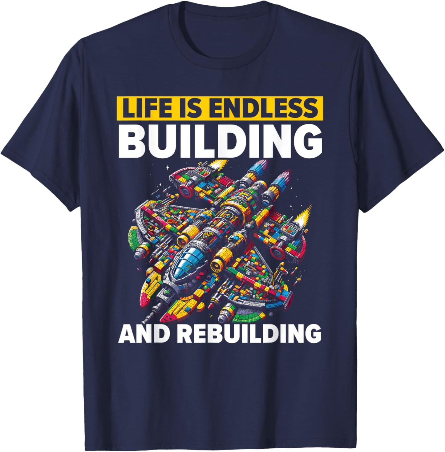Master Builder Bricks Blocks Play Toys Building Blocks T-Shirt - T-Shirt | Navy