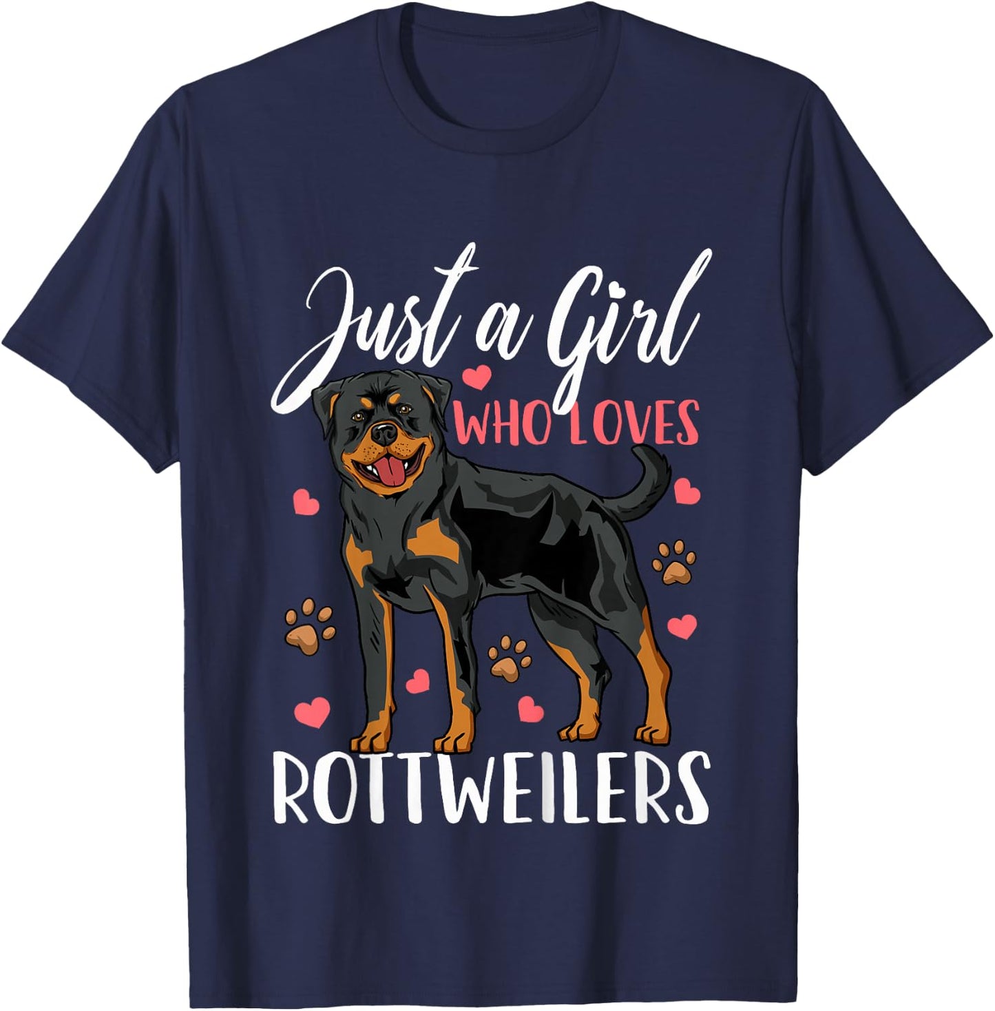 Kids Rottweiler Just A Girl Who Loves Rottweilers Gift T-Shirt - T-Shirt | Navy