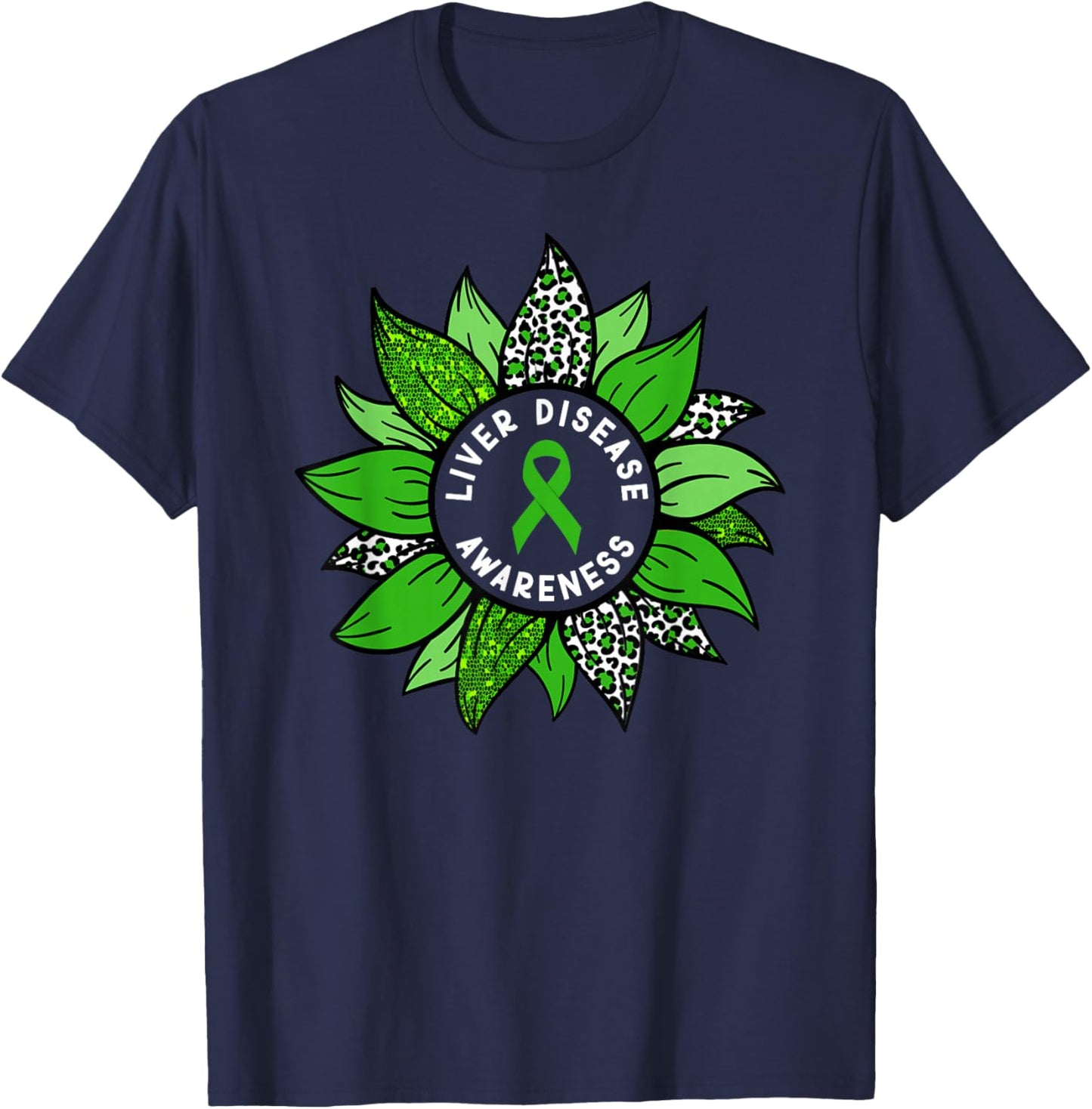 Liver Disease Awareness Month Flower Liver Disease Warrior T-Shirt - T-Shirt | Navy