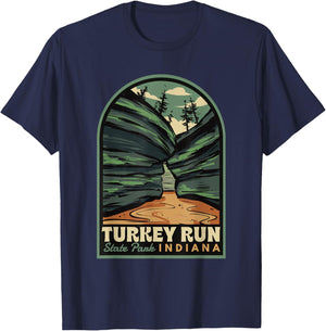Turkey Run State Park Indiana Vintage Badge T-Shirt - T-Shirt | Navy