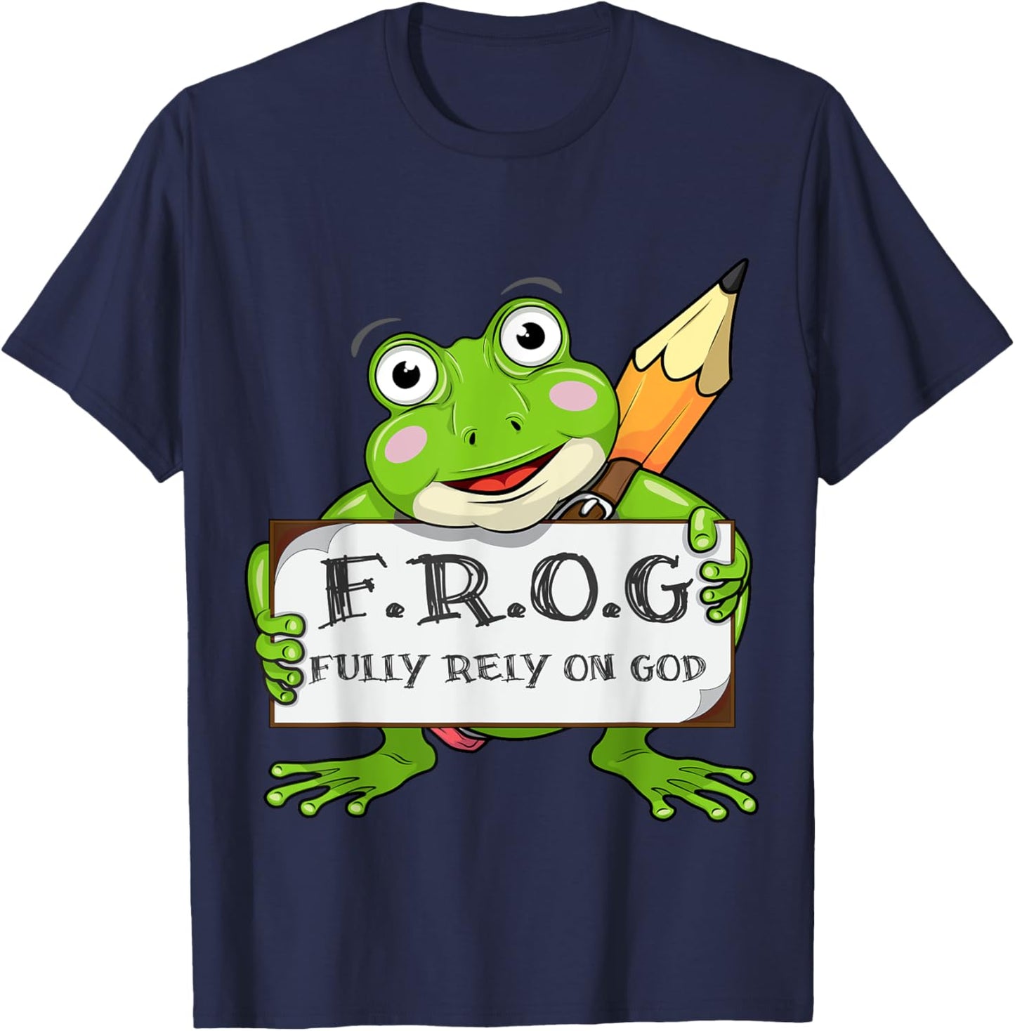 E-ZY Design+ Fully Rely On God Cool Jesus Cute Christian Lover gifts T-Shirt - T-Shirt | Navy