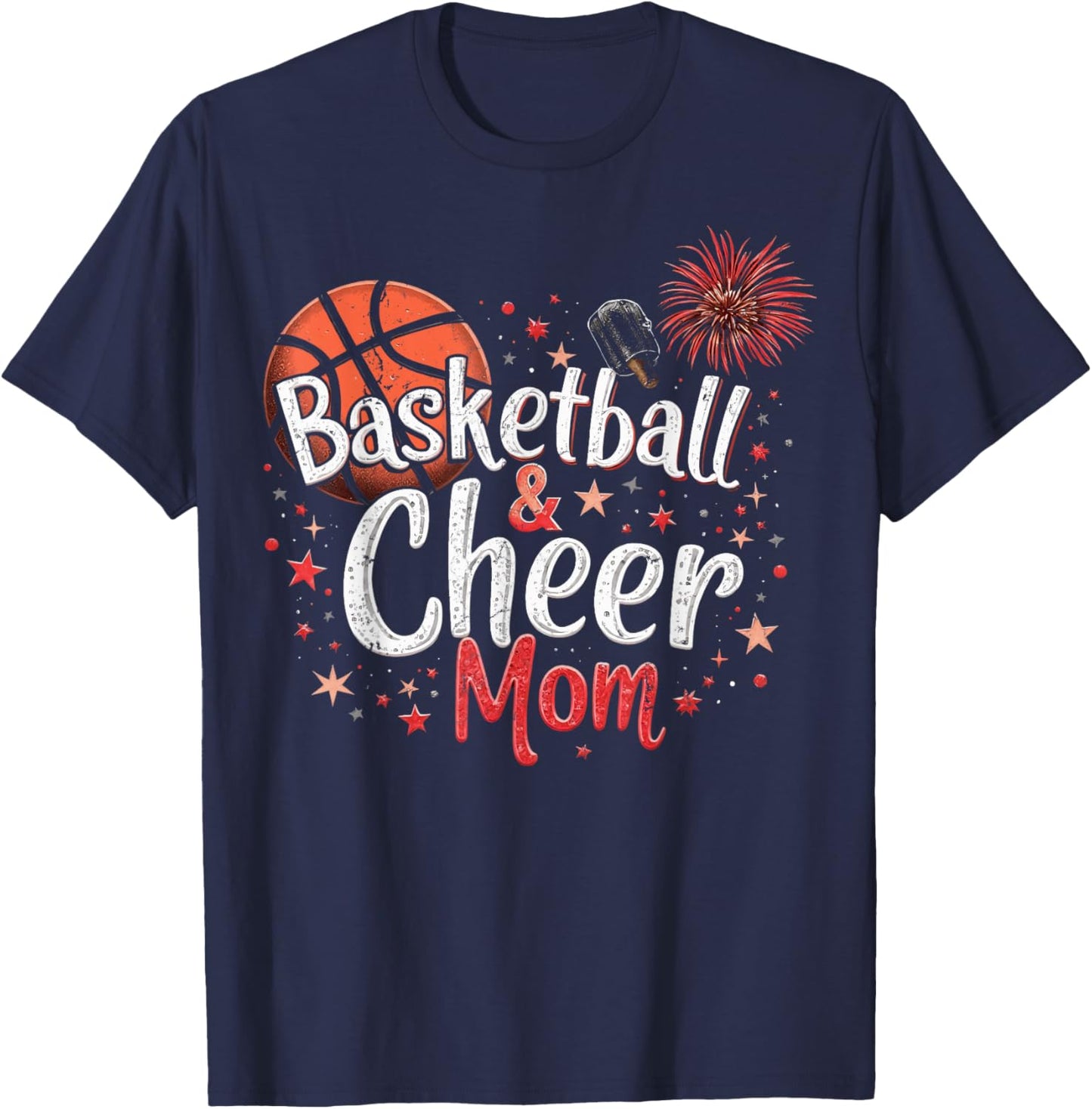 Basketball And Cheer Mom Basketball Cheer Mother T-Shirt - T-Shirt | Navy