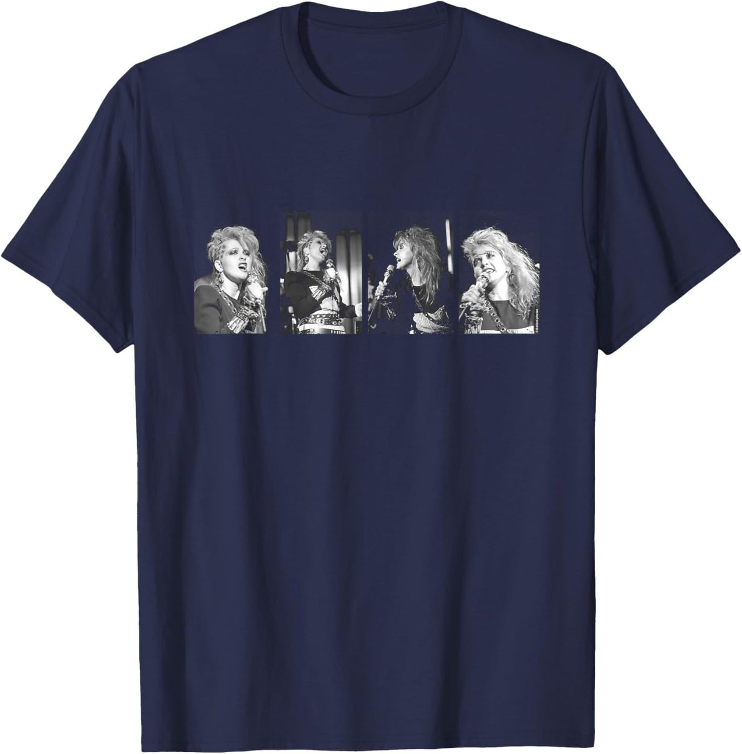 Cyndi Lauper Singing Live Four Tiles By Allan Ballard T-Shirt - T-Shirt | Navy