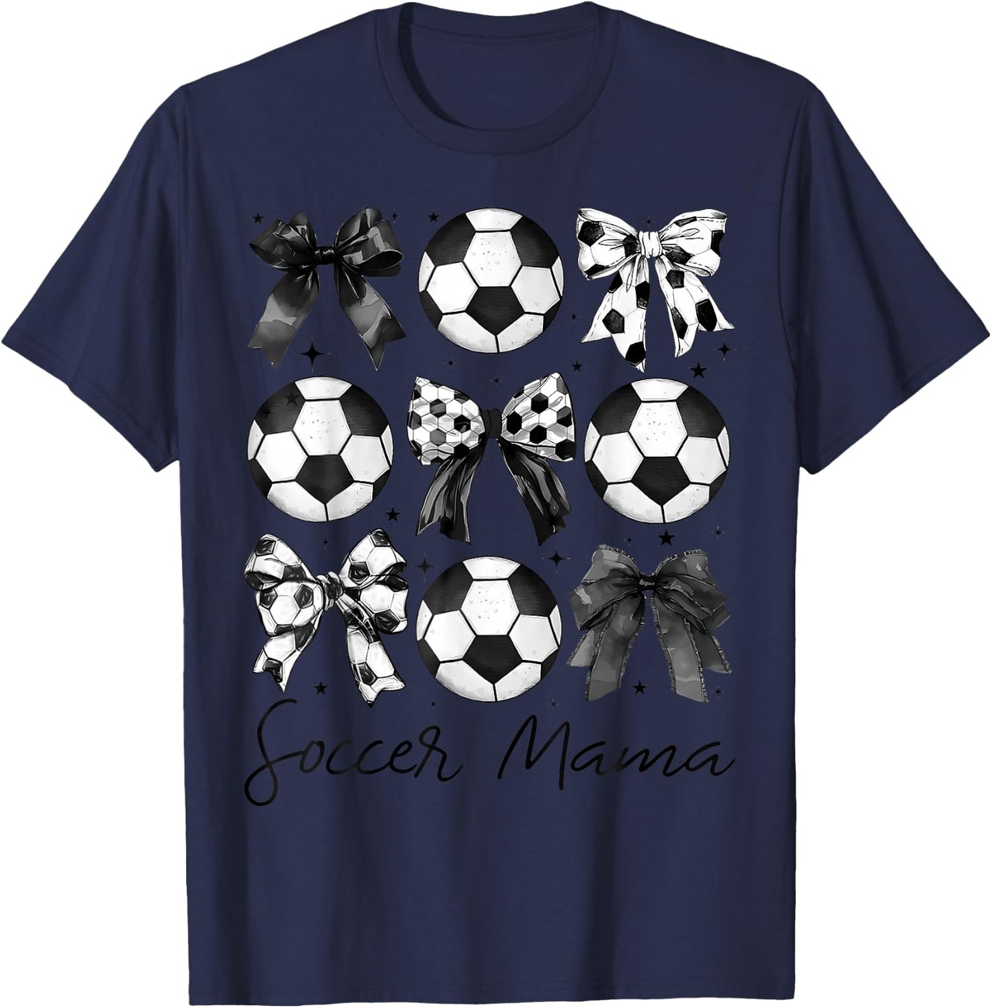 Soccer Mama Shirt Coquette Bow Soccer Mom T-Shirt - T-Shirt | Navy