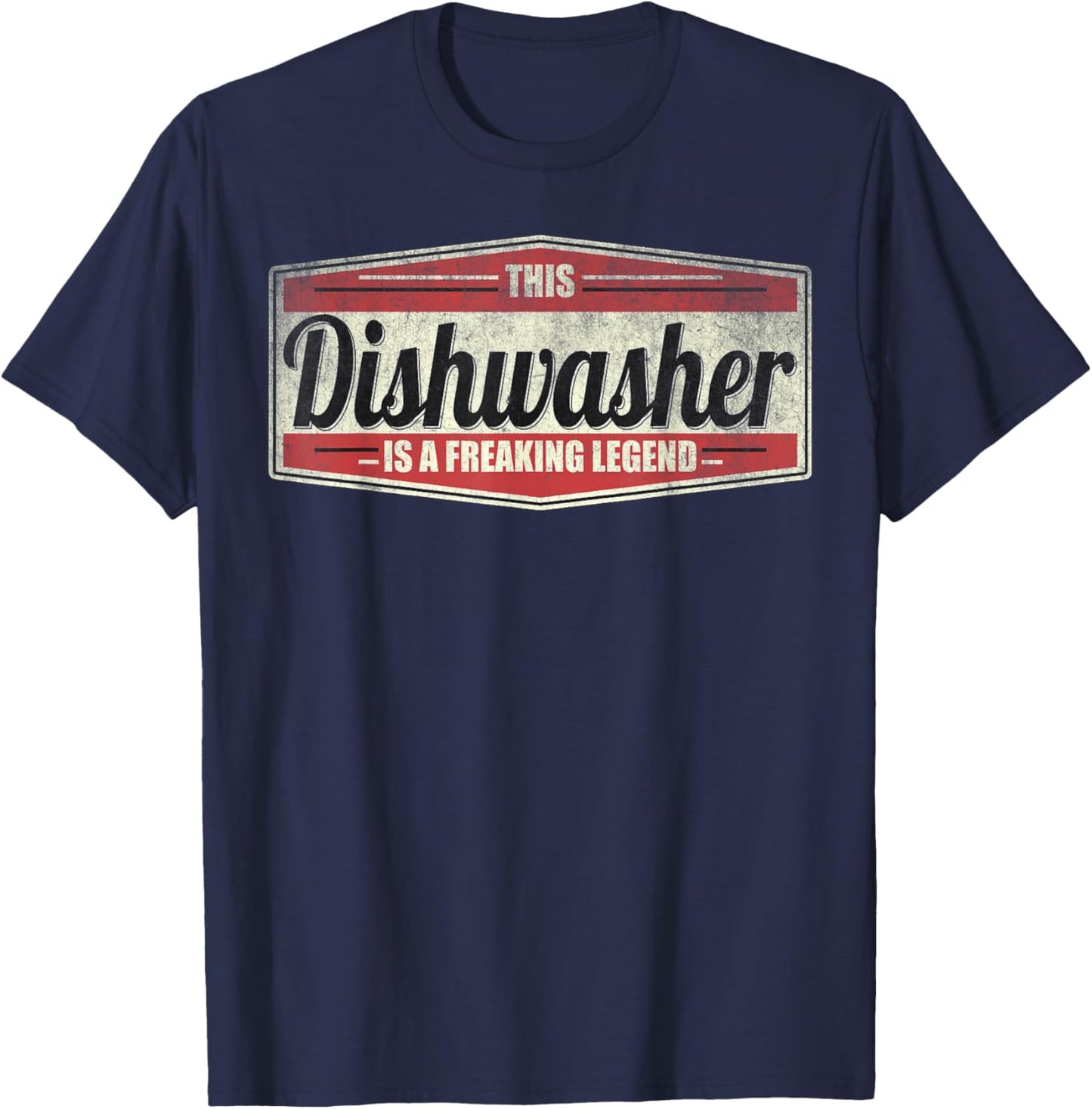 Funny Profession Quote Vintage Dishwasher , Small, Black T-Shirt - T-Shirt | Navy